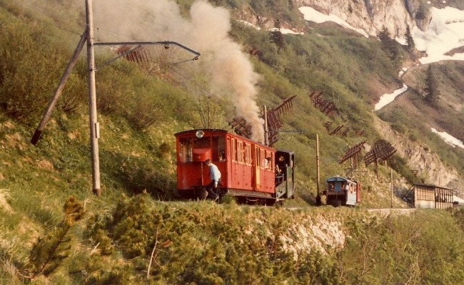 brb-h1-jaman-mgn BRB H 2/3 1 -- Jaman (ligne MVR/MGN) -- 09.06.1983 -- Ex locomotive MGN H2/3 4 