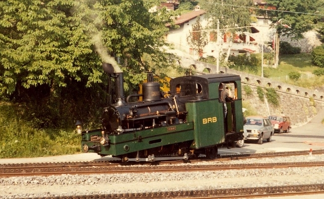 brb-h1-glion-mgn BRB H 2/3 1 -- Glion (ligne MVR/MGN) -- 09.06.1983 -- Ex locomotive MGN H2/3 4 