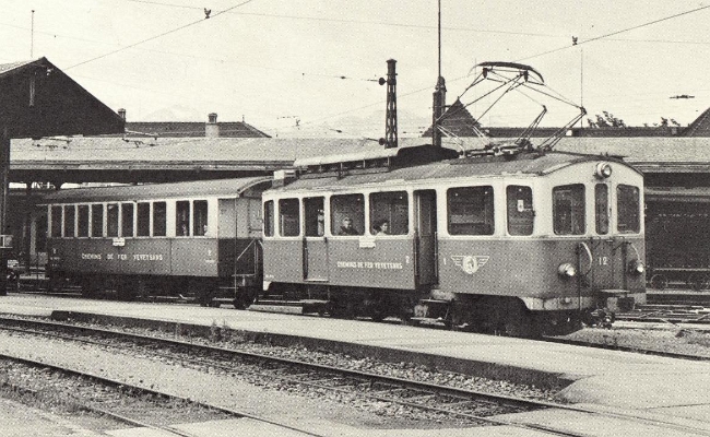 CEV 12 Vevey CEV Train pour Châtel-St-Denis au départ de Vevey. Carte postale, année inconnue
