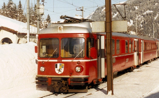 rhb-be-4-4-512-klosters RhB, Be 4/4 512 -- Klosters -- 02.1984